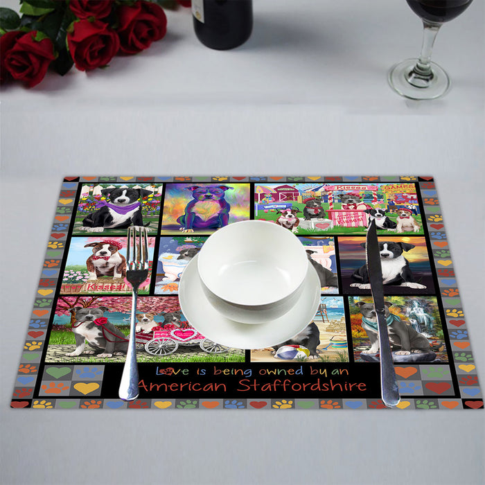 Love is Being Owned American Staffordshire Terrier Dog Grey Placemat