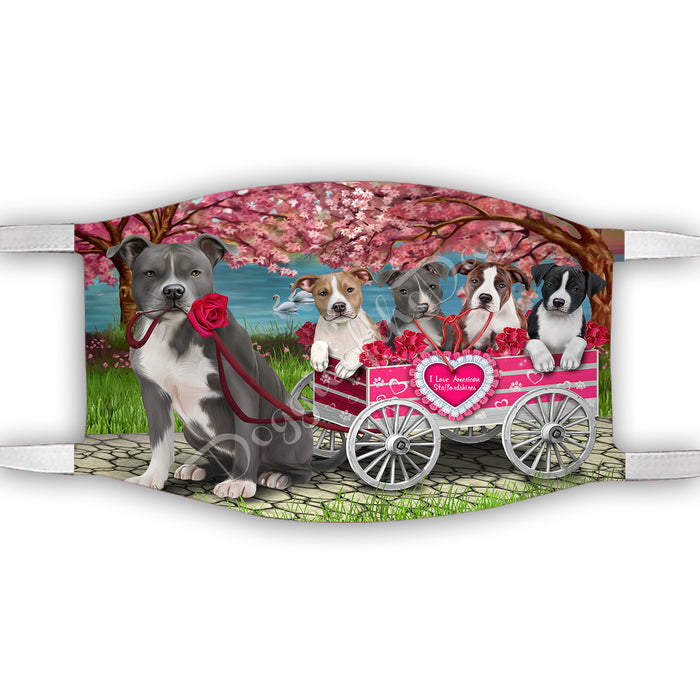 I Love American Staffordshire Dogs in a Cart Face Mask FM48108