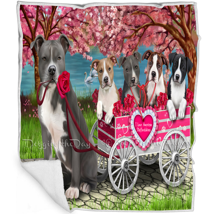 I Love American Staffordshire Terriers Dog Cat in a Cart Blanket BLNKT82029