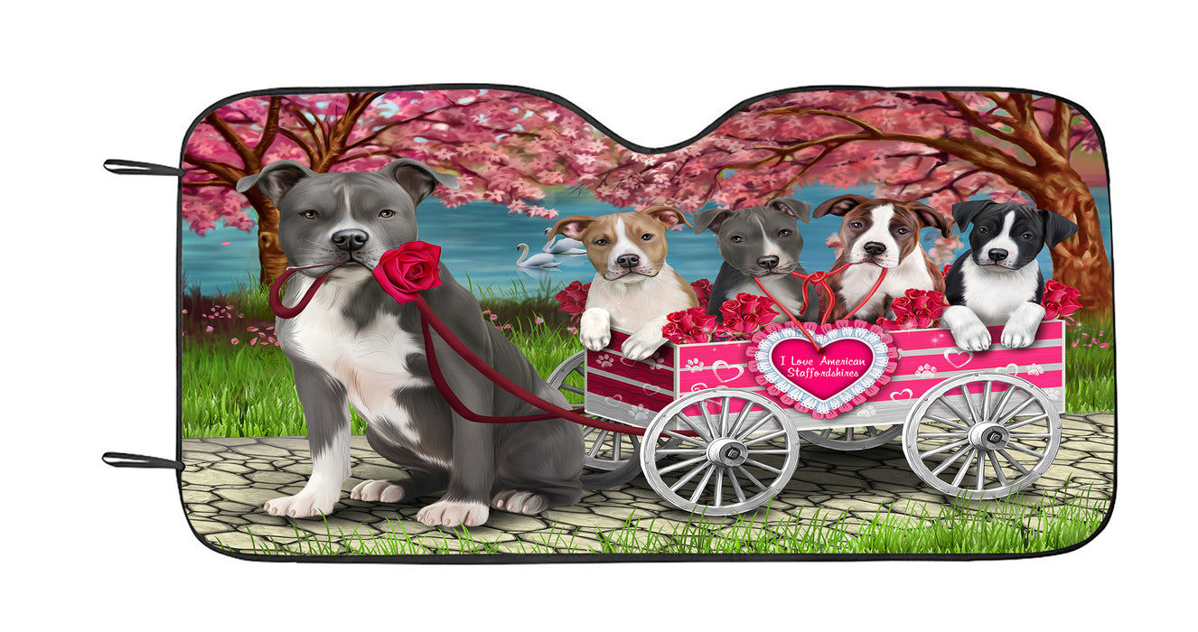 I Love American Staffordshire Dogs in a Cart Car Sun Shade