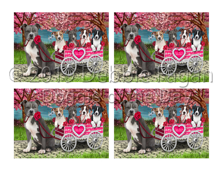 I Love American Staffordshire Dogs in a Cart Placemat