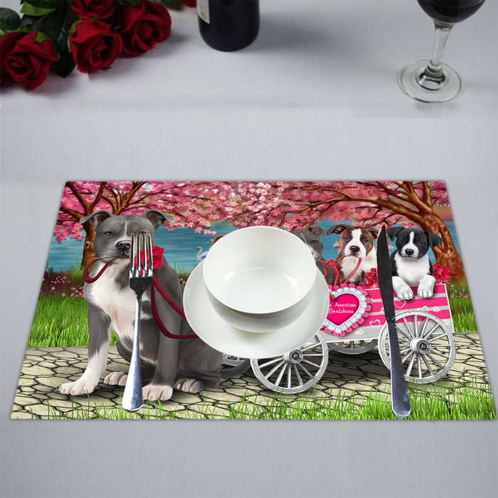 I Love American Staffordshire Dogs in a Cart Placemat