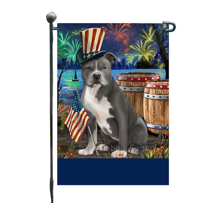 Personalized 4th of July Firework American Staffordshire Dog Custom Garden Flags GFLG-DOTD-A57730