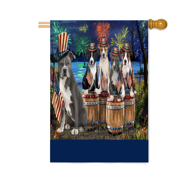 Personalized 4th of July Firework American Staffordshire Dogs Custom House Flag FLG-DOTD-A57787