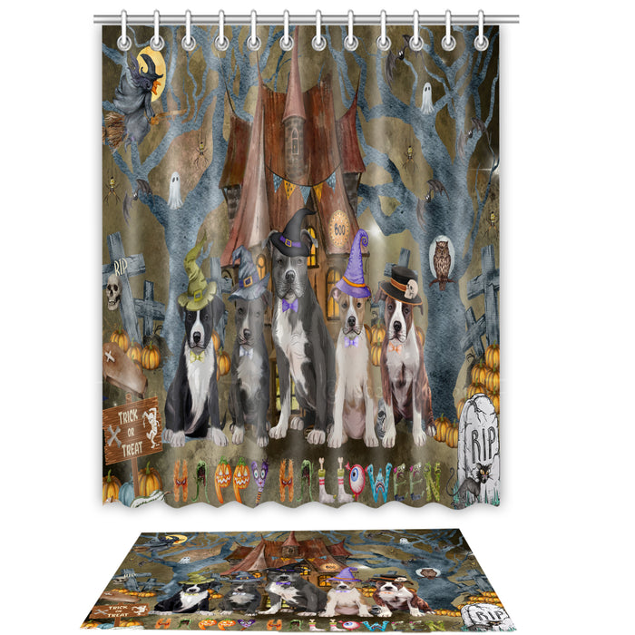 American Staffordshire Terrier Shower Curtain with Bath Mat Combo: Curtains with hooks and Rug Set Bathroom Decor, Custom, Explore a Variety of Designs, Personalized, Pet Gift for Dog Lovers