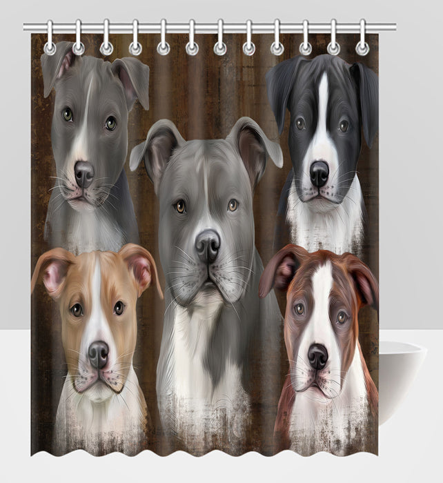 Rustic American Staffordshire Dogs Shower Curtain