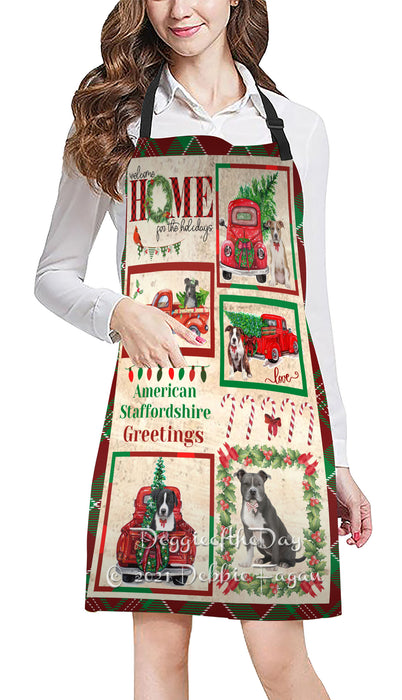 Welcome Home for Holidays American Staffordshire Dogs Apron Apron48371