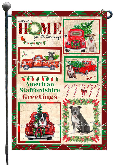 Welcome Home for Christmas Holidays American Staffordshire Dogs Garden Flag GFLG66968