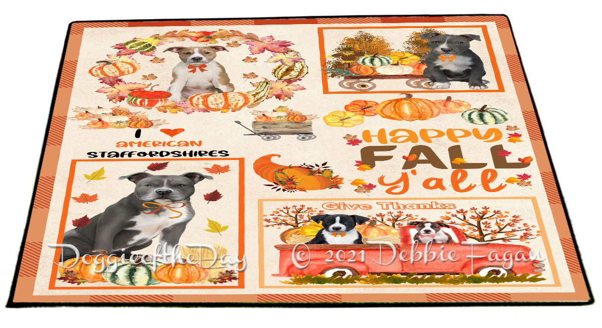 Happy Fall Y'all Pumpkin American Staffordshire Dogs Indoor/Outdoor Welcome Floormat - Premium Quality Washable Anti-Slip Doormat Rug FLMS58513