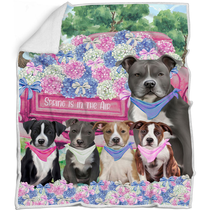 American Staffordshire Bed Blanket, Explore a Variety of Designs, Custom, Soft and Cozy, Personalized, Throw Woven, Fleece and Sherpa, Gift for Pet and Dog Lovers