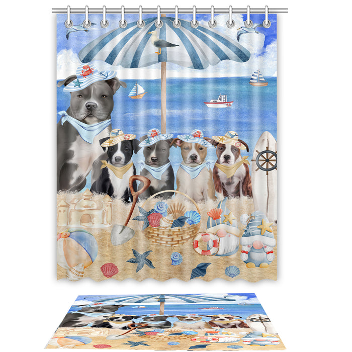 American Staffordshire Terrier Shower Curtain with Bath Mat Set, Custom, Curtains and Rug Combo for Bathroom Decor, Personalized, Explore a Variety of Designs, Dog Lover's Gifts