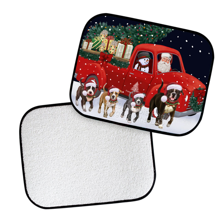 Christmas Express Delivery Red Truck Running American Staffordshire Dogs Polyester Anti-Slip Vehicle Carpet Car Floor Mats  CFM49390