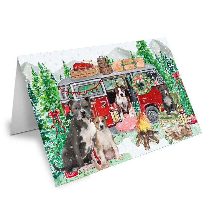 Christmas Time Camping with American Eskimo Dogs Handmade Artwork Assorted Pets Greeting Cards and Note Cards with Envelopes for All Occasions and Holiday Seasons