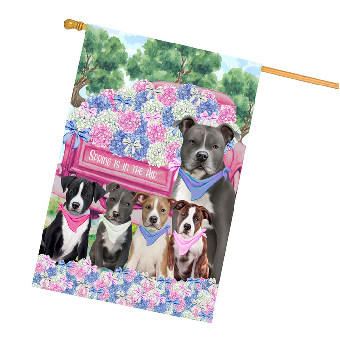 American Staffordshire Dogs House Flag: Explore a Variety of Personalized Designs, Double-Sided, Weather Resistant, Custom, Home Outside Yard Decor for Dog and Pet Lovers