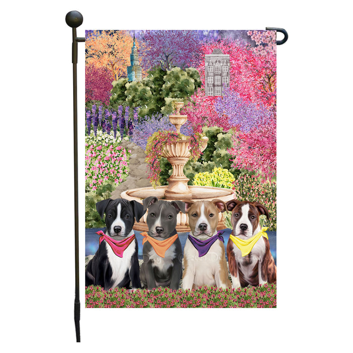 American Staffordshire Terrier Dogs Garden Flag: Explore a Variety of Designs, Weather Resistant, Double-Sided, Custom, Personalized, Outside Garden Yard Decor, Flags for Dog and Pet Lovers