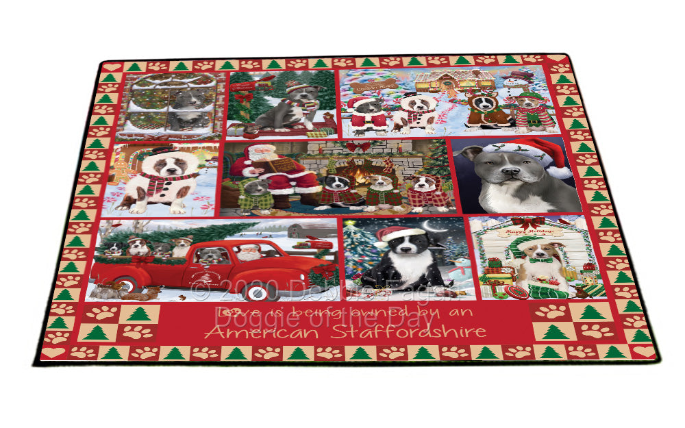 Love is Being Owned Christmas American Staffordshire Terrier Dogs Floormat FLMS54748