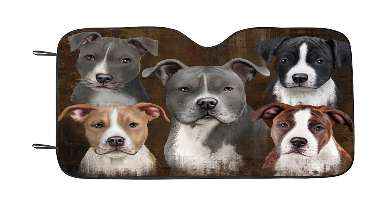 Rustic American Staffordshire Dogs Car Sun Shade