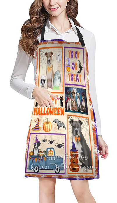 Happy Halloween Trick or Treat American Staffordshire Dogs Cooking Kitchen Adjustable Apron Apron49279