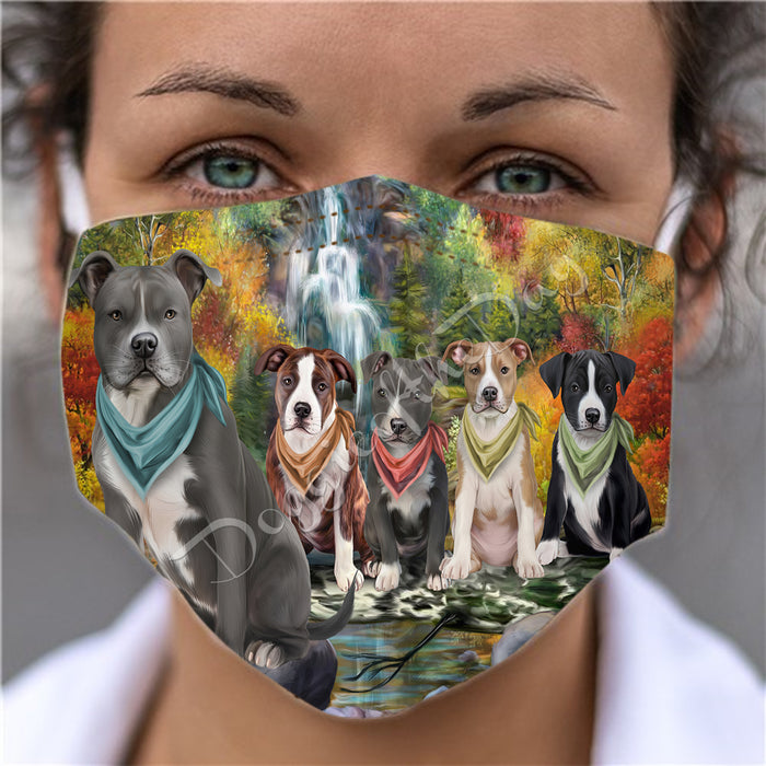 Scenic Waterfall American Staffordshire Dogs Face Mask FM49263