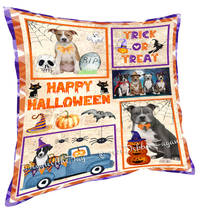 Happy Halloween Trick or Treat American Staffordshire Dogs Pillow with Top Quality High-Resolution Images - Ultra Soft Pet Pillows for Sleeping - Reversible & Comfort - Ideal Gift for Dog Lover - Cushion for Sofa Couch Bed - 100% Polyester