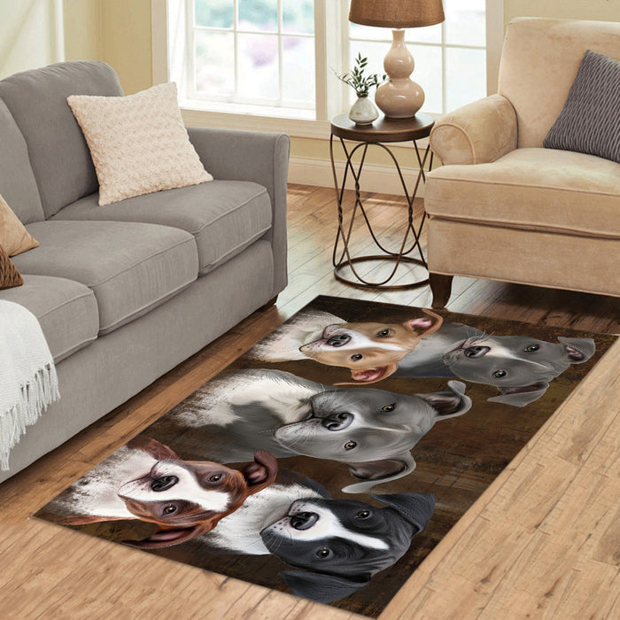 Rustic American Staffordshire Dogs Area Rug