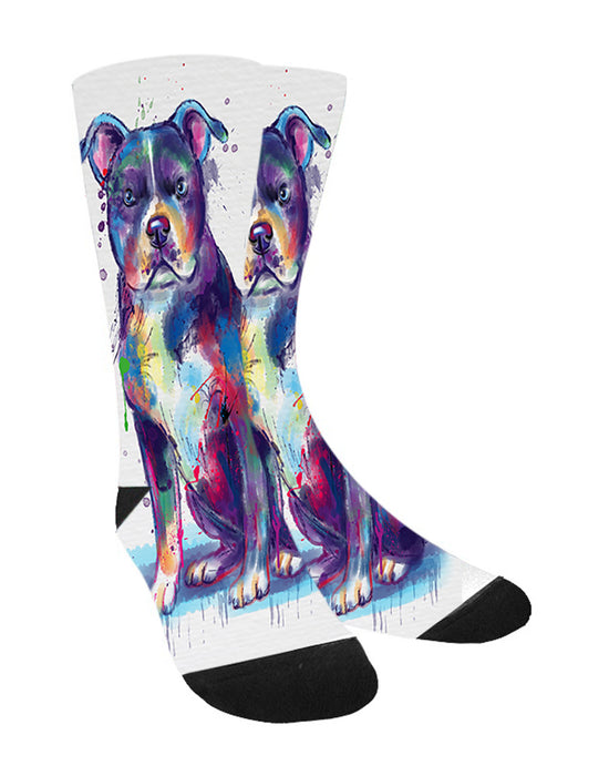 Watercolor American Staffordshire Dog Women's Casual Socks