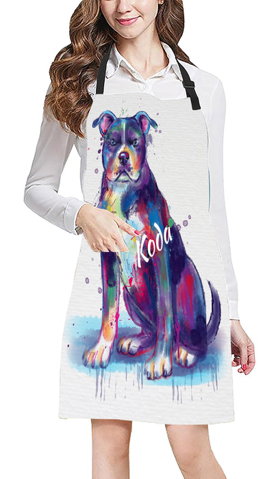 Custom Pet Name Personalized Watercolor American Staffordshire Dog Apron