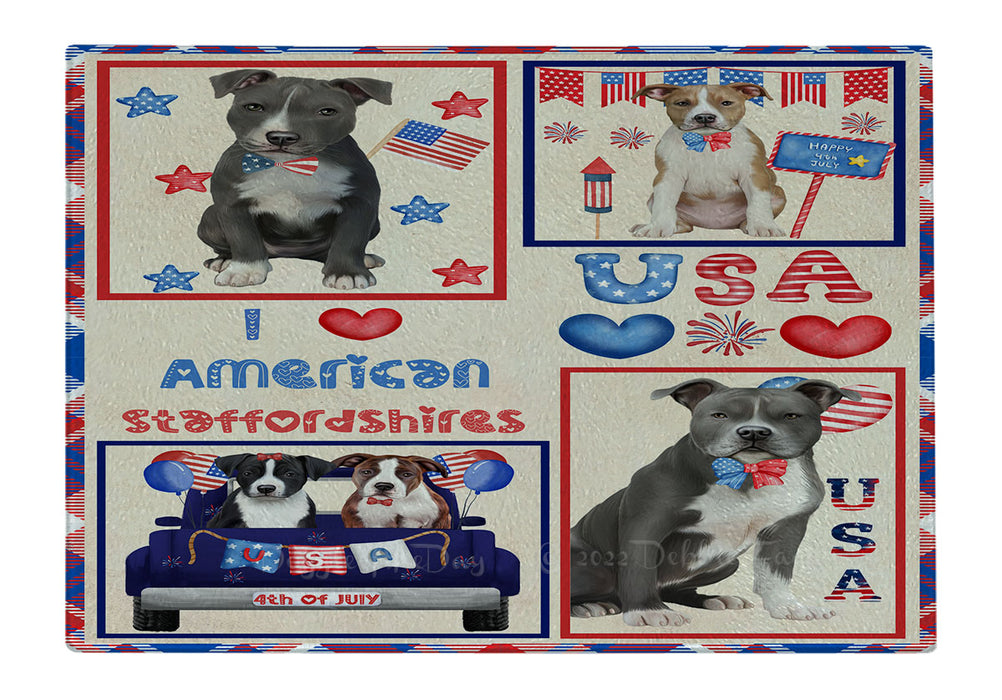 4th of July Independence Day I Love USA American Eskimo Dogs Cutting Board - For Kitchen - Scratch & Stain Resistant - Designed To Stay In Place - Easy To Clean By Hand - Perfect for Chopping Meats, Vegetables