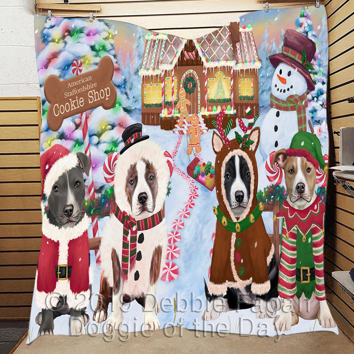 Holiday Gingerbread Cookie American Staffordshire Dogs Quilt