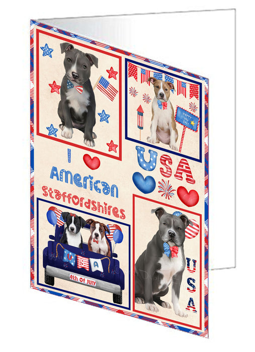 4th of July Independence Day I Love USA American Eskimo Dogs Handmade Artwork Assorted Pets Greeting Cards and Note Cards with Envelopes for All Occasions and Holiday Seasons
