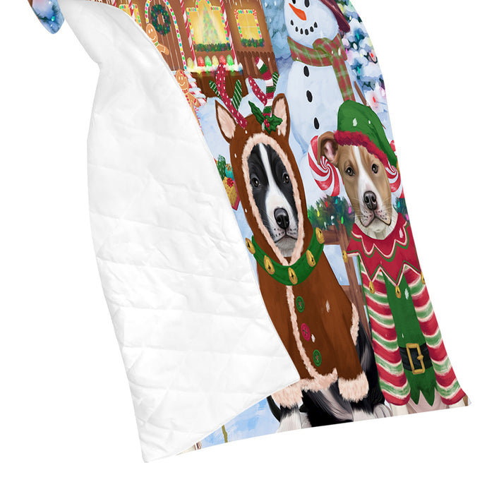Holiday Gingerbread Cookie American Staffordshire Dogs Quilt