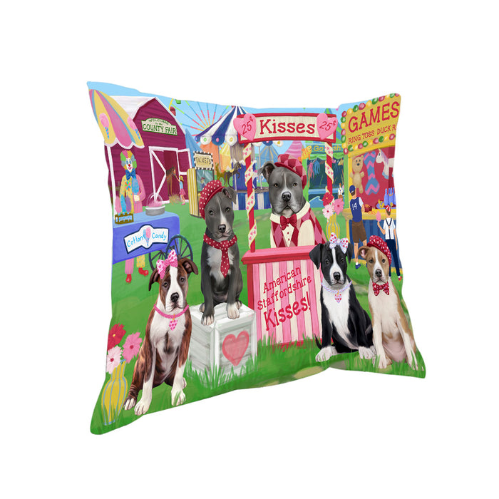 Carnival Kissing Booth American Staffordshires Dog Pillow PIL72020