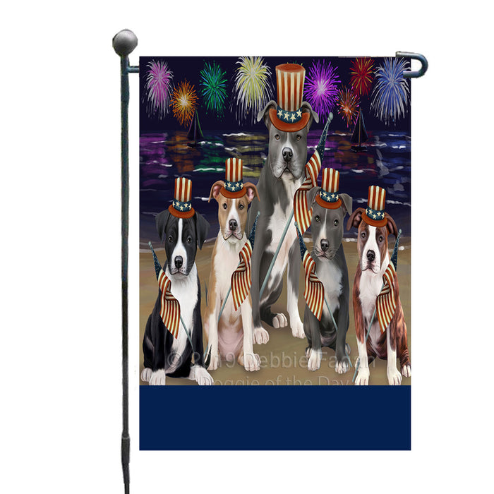 Personalized 4th of July Firework American Staffordshire Dogs Custom Garden Flags GFLG-DOTD-A57732