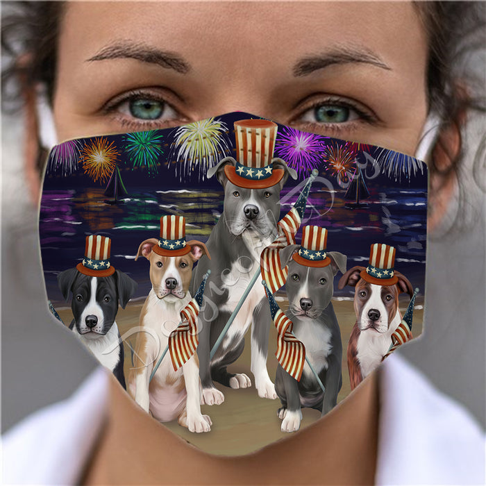 4th of July Independence Day American Staffordshire Dogs Face Mask FM49367
