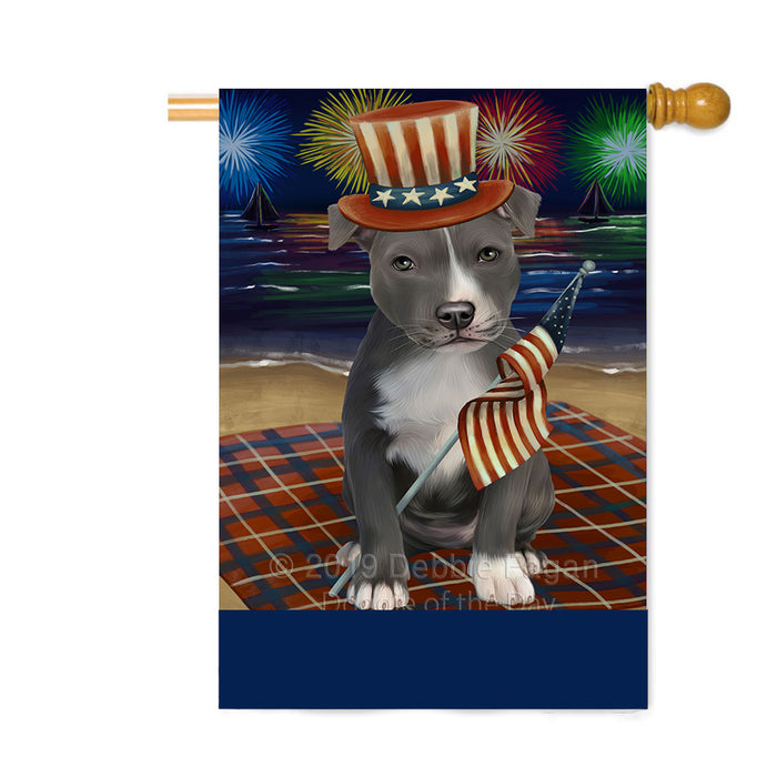Personalized 4th of July Firework American Staffordshire Dog Custom House Flag FLG-DOTD-A57789