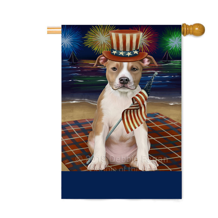 Personalized 4th of July Firework American Staffordshire Dog Custom House Flag FLG-DOTD-A57790