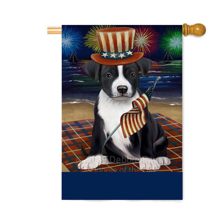 Personalized 4th of July Firework American Staffordshire Dog Custom House Flag FLG-DOTD-A57791