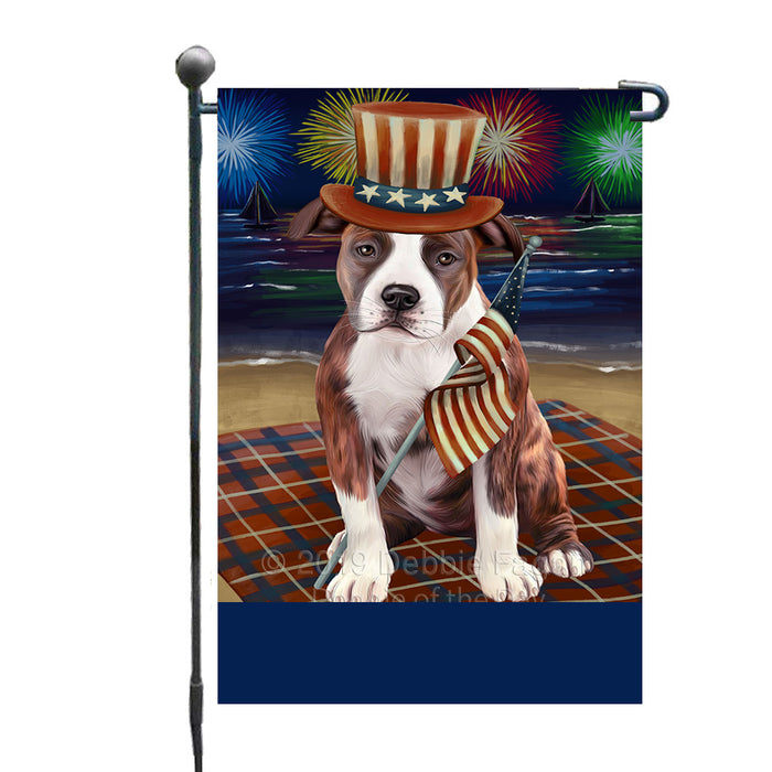 Personalized 4th of July Firework American Staffordshire Dog Custom Garden Flags GFLG-DOTD-A57736