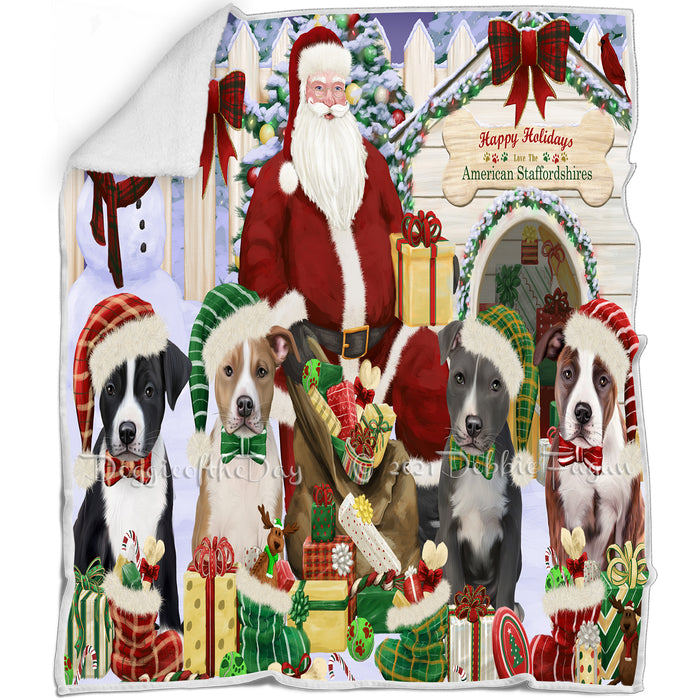 Christmas Dog House American Staffordshire Terriers Dog Blanket BLNKT89634