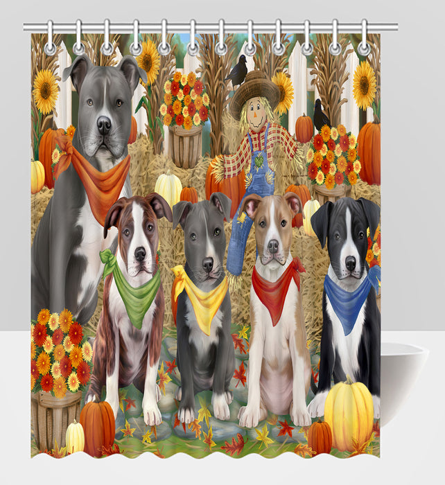 Fall Festive Harvest Time Gathering American Staffordshire Dogs Shower Curtain