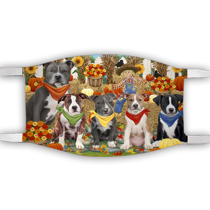 Fall Festive Harvest Time Gathering  American Staffordshire Dogs Face Mask FM48499