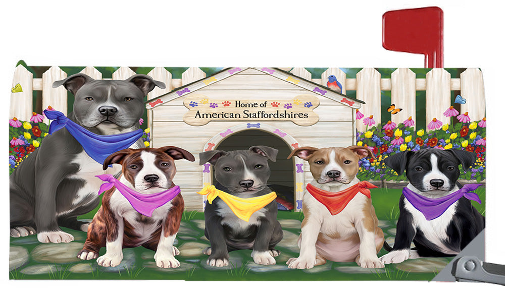 Spring Dog House American Staffordshire Terrier Dogs Magnetic Mailbox Cover MBC48609