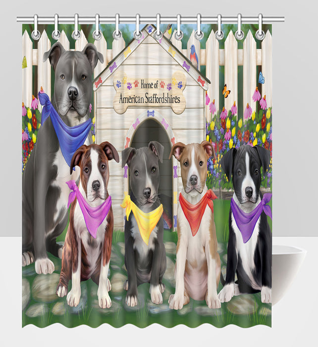 Spring Dog House American Staffordshire Dogs Shower Curtain