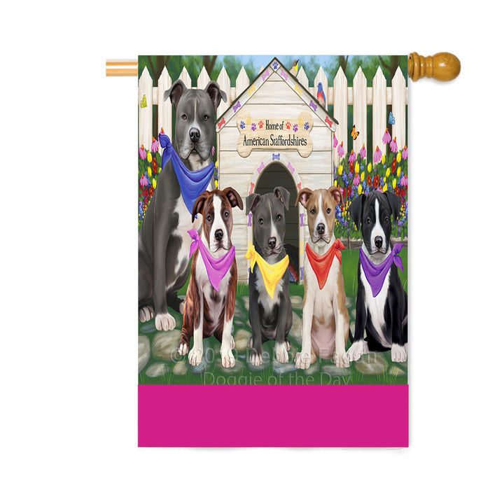 Personalized Spring Dog House American Staffordshire Dogs Custom House Flag FLG-DOTD-A62762