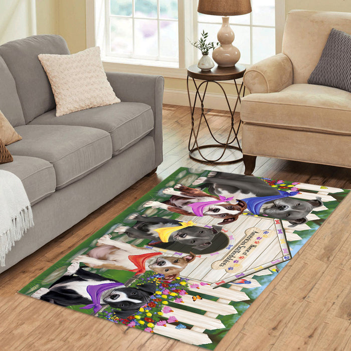 Spring Dog House American Staffordshire Dogs Area Rug