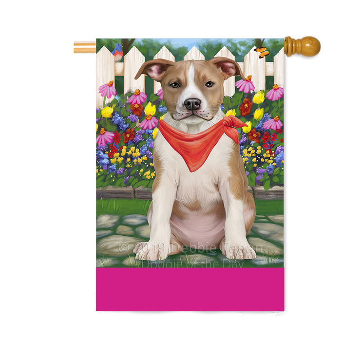 Personalized Spring Floral American Staffordshire Dog Custom House Flag FLG-DOTD-A62763
