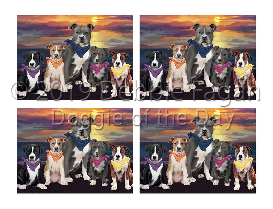 Family Sunset Portrait American Staffordshire Dogs Placemat