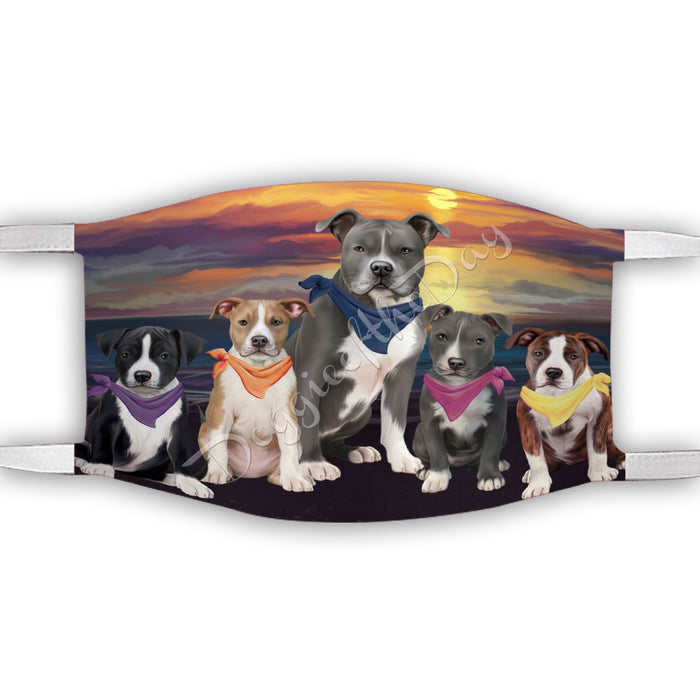 Family Sunset American Staffordshire Dogs Face Mask FM49166