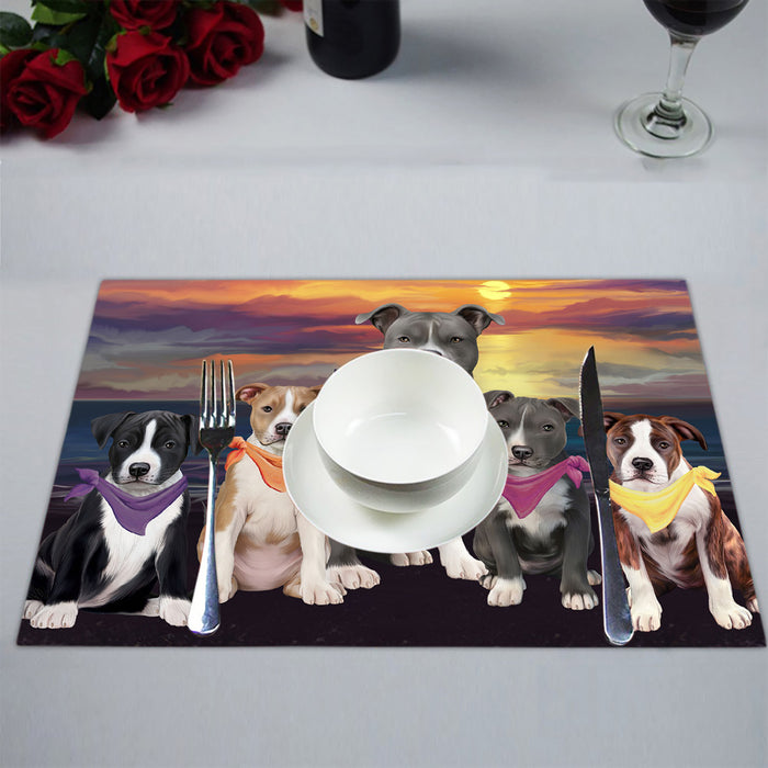 Family Sunset Portrait American Staffordshire Dogs Placemat