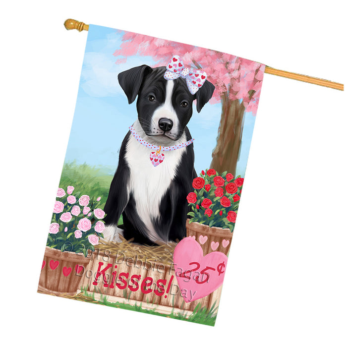 Rosie 25 Cent Kisses American Staffordshire Dog House Flag FLG56474
